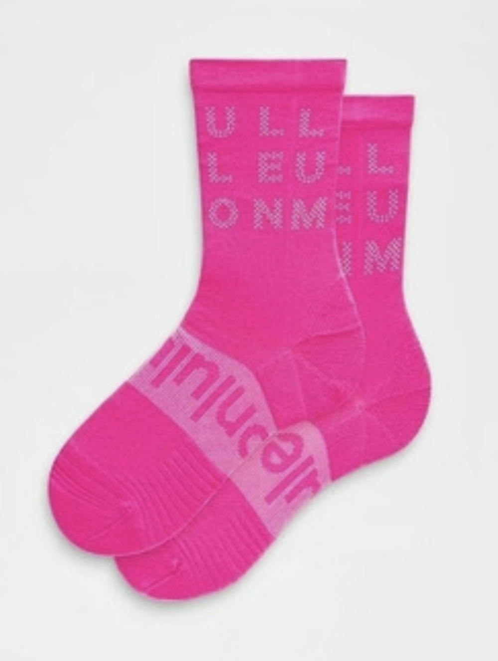Lululemon Power Stride Crew Athletic Socks Reflective Flamingo Fun Tone Pink